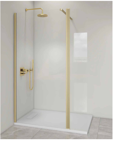 8+ Wet Panel Clear Glass -Available in 5 Colours - Chrome, Brushed Brass, Matt Black, Brushed Bronze, Gun Metal
