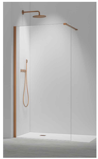 8+ Wet Panel Clear Glass -Available in 5 Colours - Chrome, Brushed Brass, Matt Black, Brushed Bronze, Gun Metal