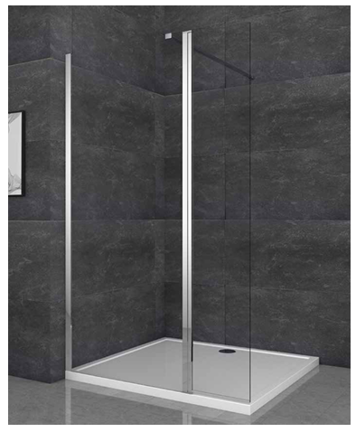 8+ Wet Panel Clear Glass -Available in 5 Colours - Chrome, Brushed Brass, Matt Black, Brushed Bronze, Gun Metal