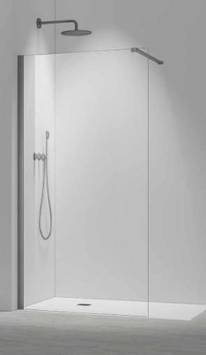 8+ Wet Panel Clear Glass -Available in 5 Colours - Chrome, Brushed Brass, Matt Black, Brushed Bronze, Gun Metal