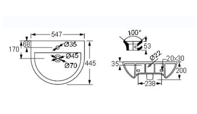 BIJ D Shape Rimless Toilet and 550mm Basin Set Including Seat