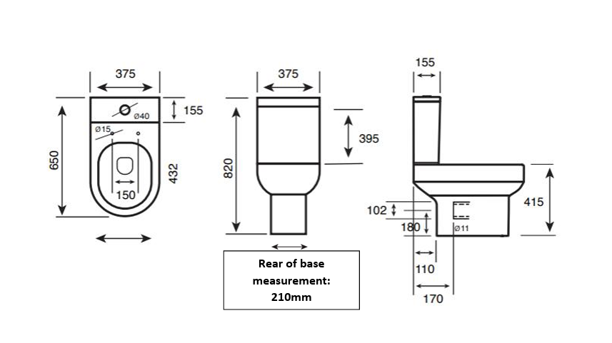 BIJ D Shape Rimless Toilet and 550mm Basin Set Including Seat