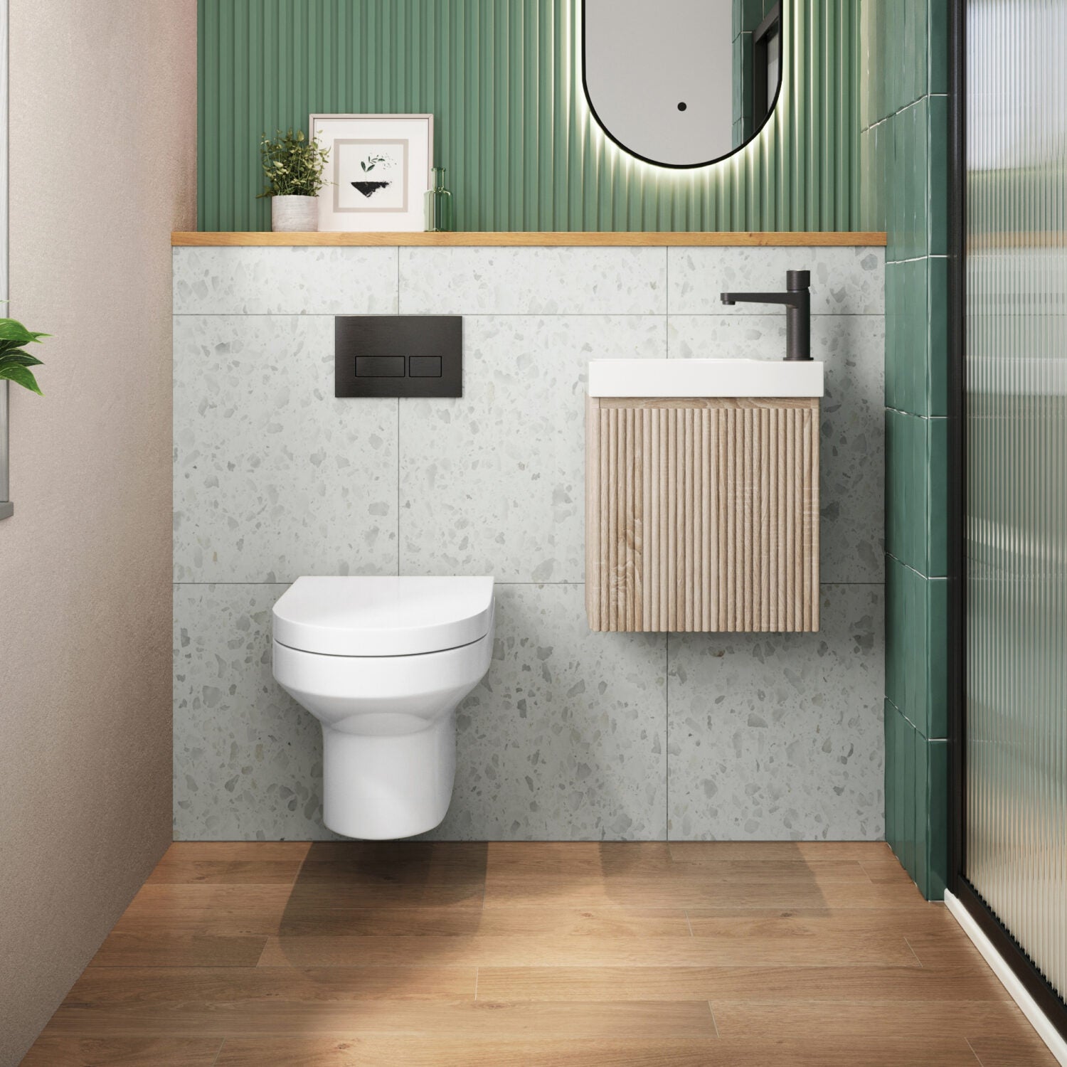 Cloakroom Unit including Frame/Wall Hung Toilet