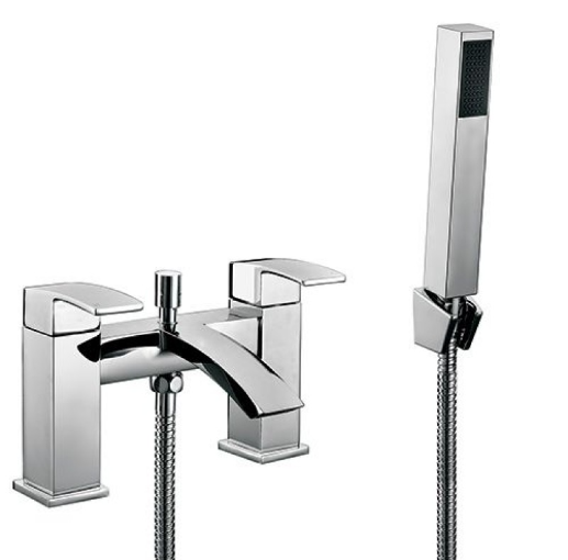 L-Shape Bathroom suite with Designer Toilet and Sink and Taps