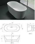 DEK Free Standing Oval Bath available in 1500 and 1700mm