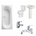 Bathroom Suite 1800 x 800 mm Double End Round Bath + Toilet + Sink