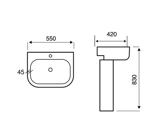 GEN Square Basin and Pedestal 550mm