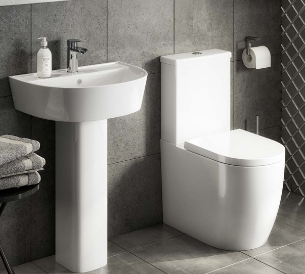 GEN Round Rimless Toilet and 580mm Basin Set Including Seat