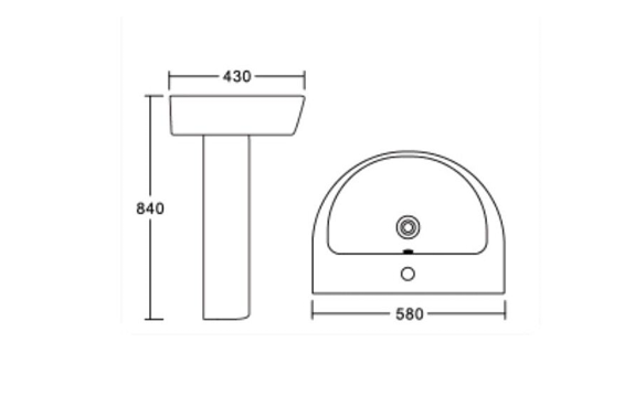 GEN Round Rimless Toilet and 580mm Basin Set Including Seat