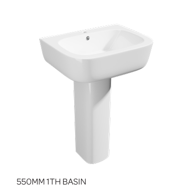GEN Square Rimless Toilet and 550mm Basin Set Including Seat