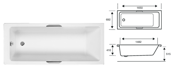 INT CARRON Twin Grip SE Bath available in 1500/1600/1650/1700/1750/1800mm Length