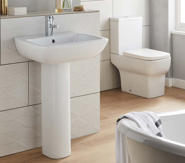 KOR Square Toilet and 550mm Basin Set Including Seat