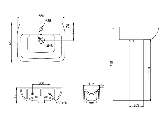 KOR Square Toilet and 550mm Basin Set Including Seat