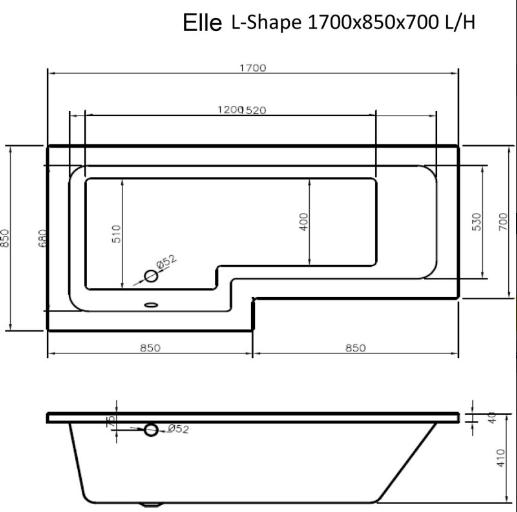 L-Shape Bathroom suite with Designer Toilet and Sink and Taps