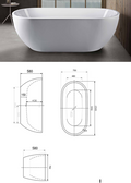 LYD Free Standing Oval Bath available in 1500/1700 and 1800mm