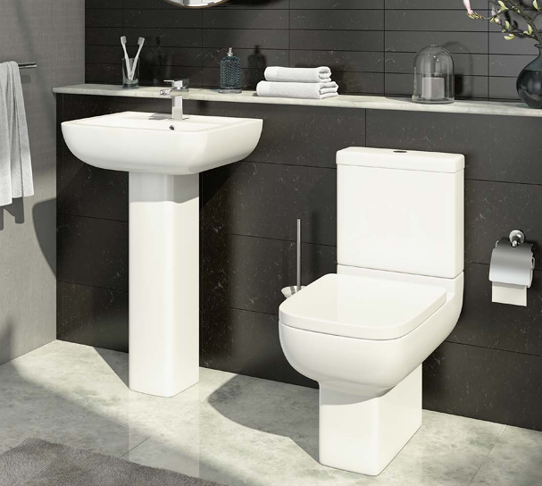 OPT Square Shape Rimless Toilet and 550mm Basin Set Including Seat