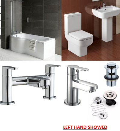 P-Shape Bathroom suite with Designer Toilet and Sink