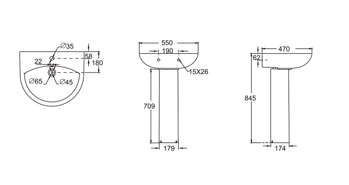 PRI Round Rimless Short Projection Toilet and Basin Set Including Seat