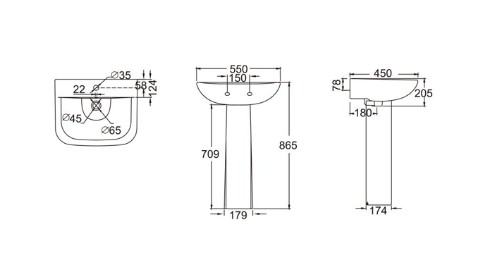 PRI Square Basin and Pedestal 550mm