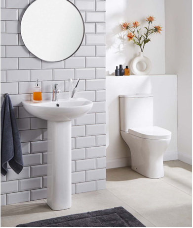 PRI Round Rimless Short Projection Toilet and Basin Set Including Seat