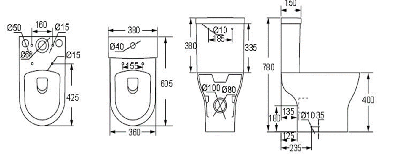 PRI Round Rimless Short Projection Toilet and Basin Set Including Seat
