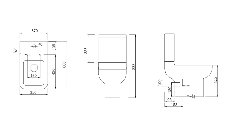 PUR Square Shape Toilet Including Seat