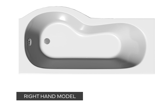 P-Shape 1700 x 850 Bathroom suite with D Shape Toilet Sink and Shower Kit