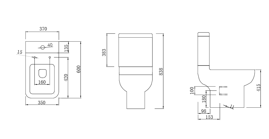 OPT Square Shape Rimless Toilet Including Seat