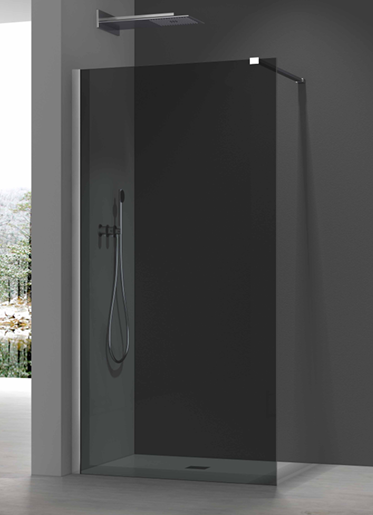 8+ Wet Panel Clear Smoked Glass -Available in 5 Colours - Chrome, Brushed Brass, Matt Black, Brushed Bronze, Gun Metal