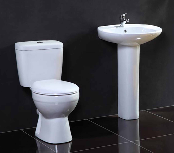 Standard Toilet and Basin Set Including Seat