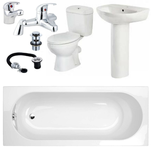 Bathroom Suite  Single Ended 1700/1600/1500/1400/1200 Bath suite Toilet Sink and Taps