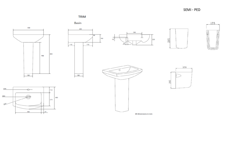 TRI Square Toilet and 550mm Basin Set Including Seat