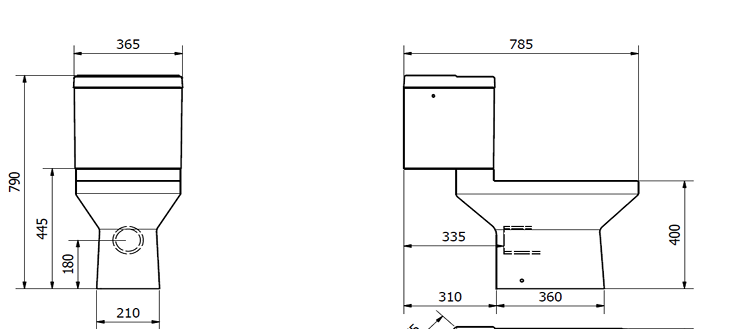 TRI Square Toilet and 550mm Basin Set Including Seat