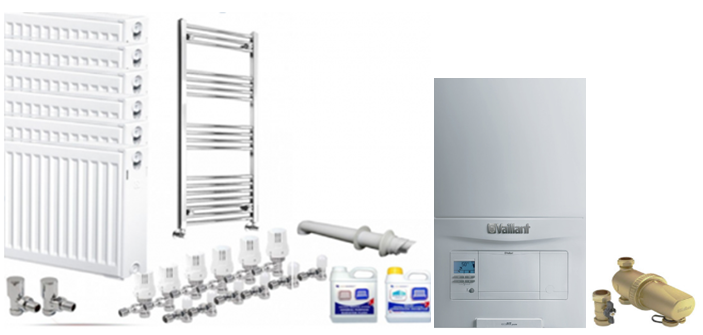 Vaillant ecoFIT pure 825,830,835 Combi Heating Pack including 7 Radiators