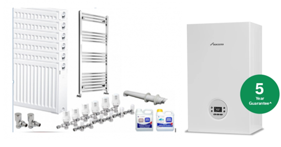 Worcester 1000 Combi Boiler Central Heating Pack including 7 Radiators