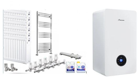 Worcester 8000+ Combi Central Heating Pack including 7 Radiators
