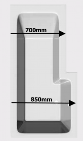 L-Shape Bathroom suite with Square Designer Toilet and Sink Waterfall Taps