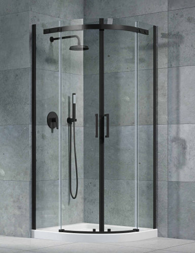 Frameless 8mm Quadrant Two Door 900mm Available Brushed Brass, Brushed Bronze, Gun Metal, Black, Chrome.
