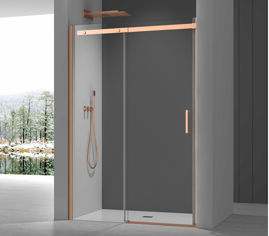 Frameless 8mm Sliding Door and Side Panel Available in Brushed Brass, Brushed Bronze, Gun Metal, Black, Chrome