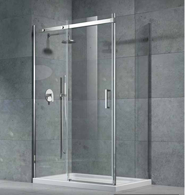 Frameless 8mm Sliding Door and Side Panel Available in Brushed Brass, Brushed Bronze, Gun Metal, Black, Chrome