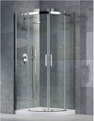 Frameless 8mm Quadrant Two Door 900mm Available Brushed Brass, Brushed Bronze, Gun Metal, Black, Chrome.