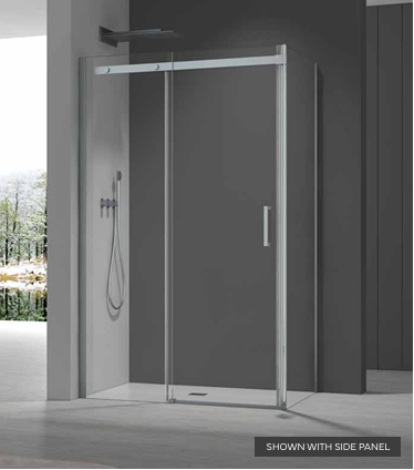 Frameless 8mm Sliding Door and Side Panel Available in Brushed Brass, Brushed Bronze, Gun Metal, Black, Chrome