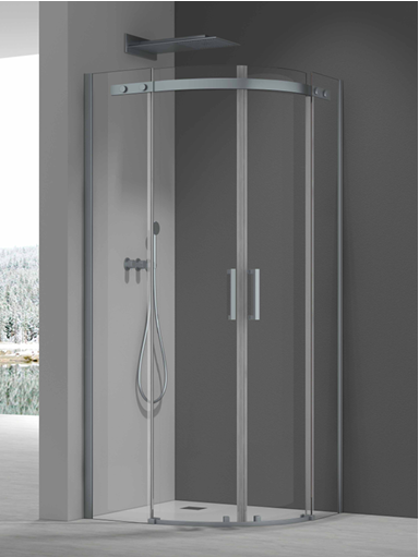 Frameless 8mm Quadrant Two Door 900mm Available Brushed Brass, Brushed Bronze, Gun Metal, Black, Chrome.