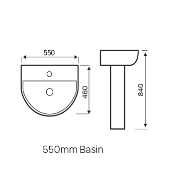 KAM Round Basin and Pedestal 550/500/450mm