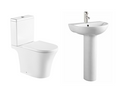 KAM D Shape Rimless Toilet and 550mm Basin Set Including Seat