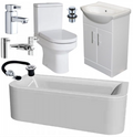 Modern Bathroom Suite 1700mmx800 Double End D Shape Bath toilet +  Vanity Unit Taps