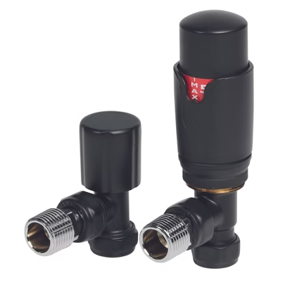 TRV Radiator Valves with Angled, Corner and Straight available in 13 different colours
